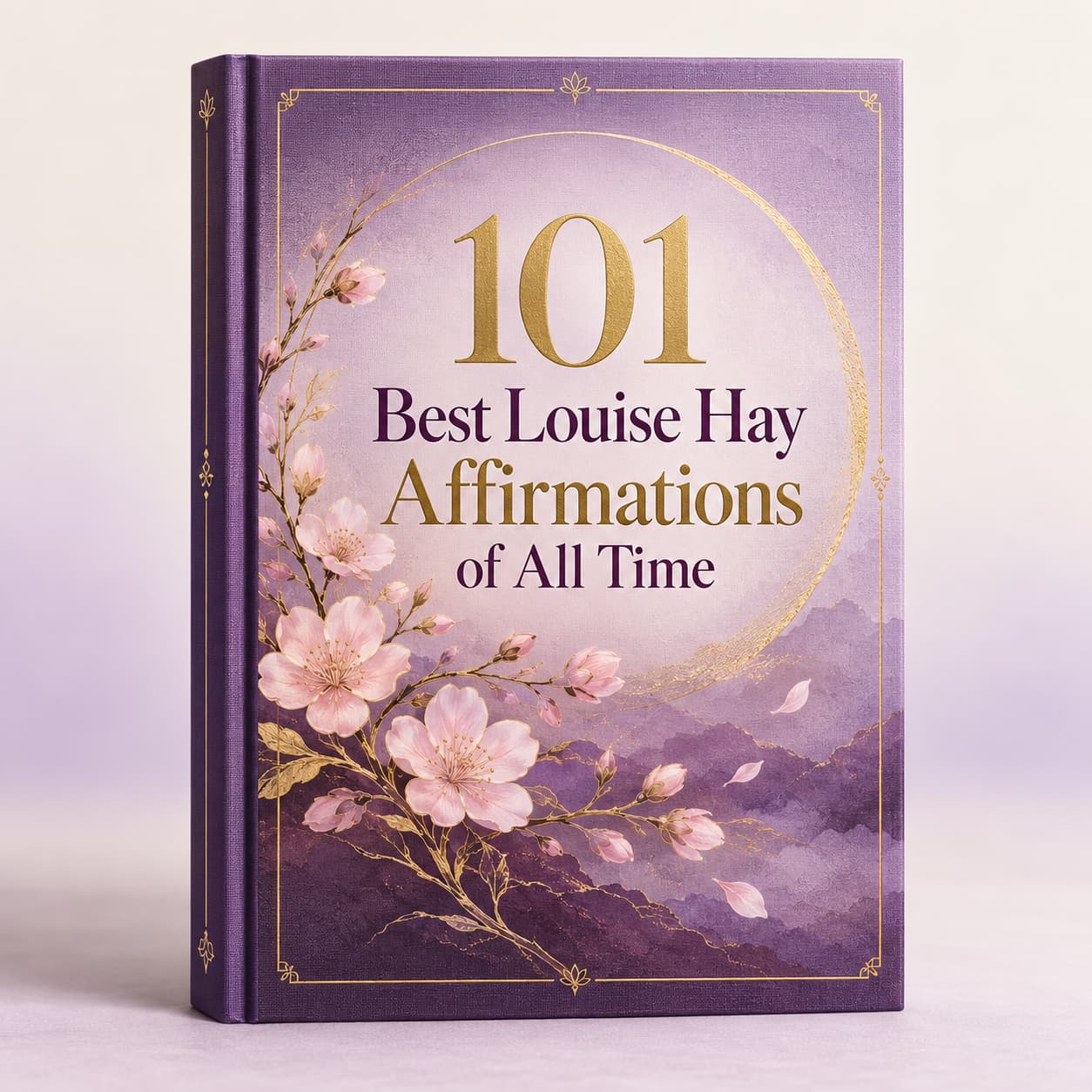 Lilac book mockup of 101 Best Louise Hay Affirmations of All Time
